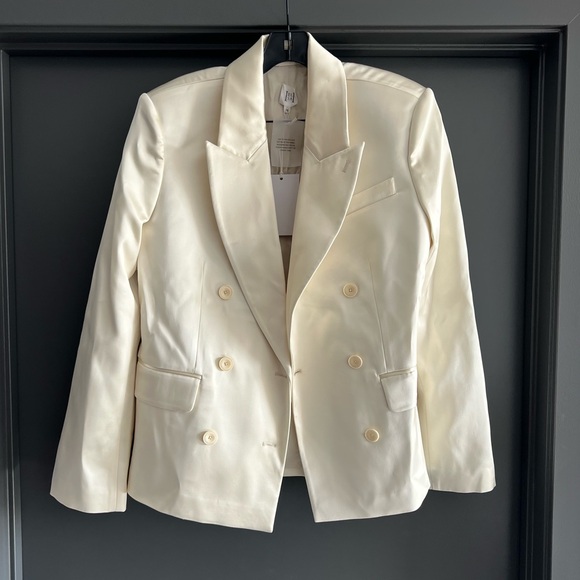 Helsa Heavy Satin Double Breasted Jacket in Bone Size XS NEW! New with tags! - Picture 3 of 12
